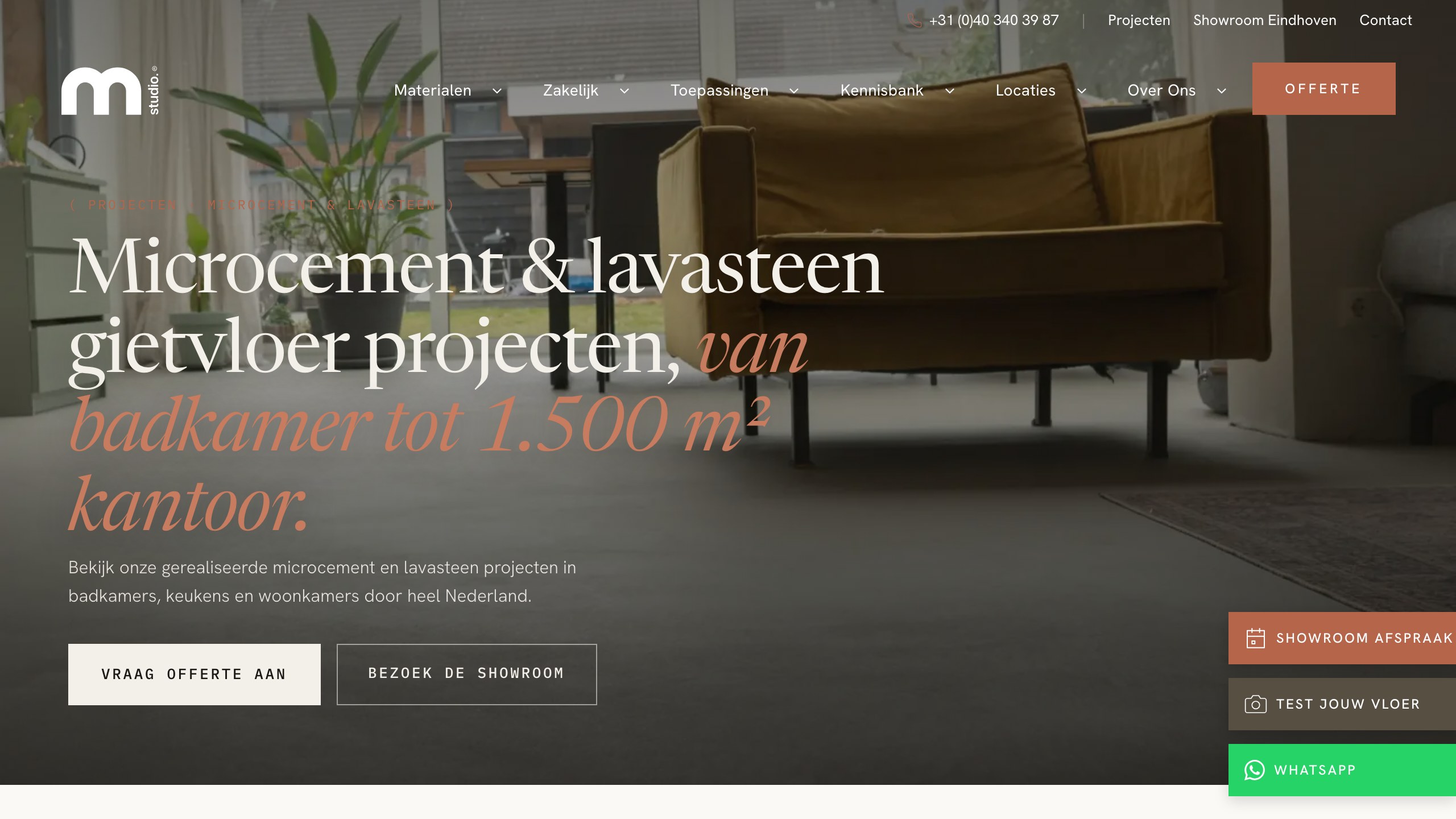Projectenpagina van Microcement Studio met 1500+ gerealiseerde projecten